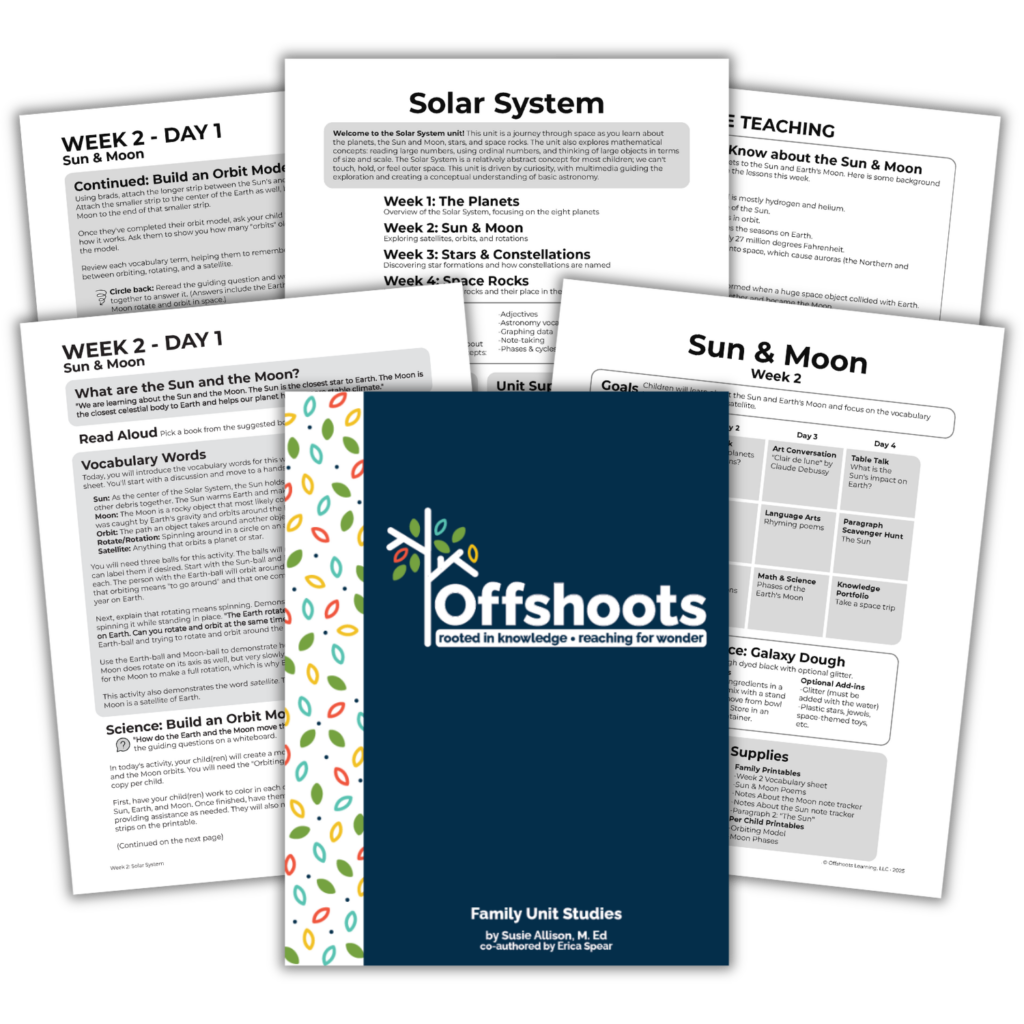 A fanned out set of homeschool lesson plans on a transparent background.
