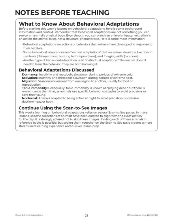 Animal Adaptations Notes Animal Adaptations Notes
