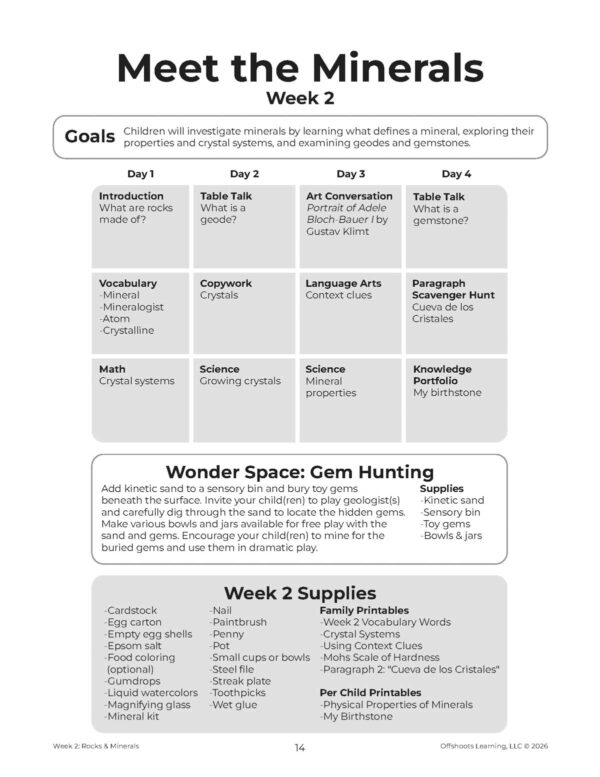 Rocks & Minerals Week grid Rocks & Minerals Week grid