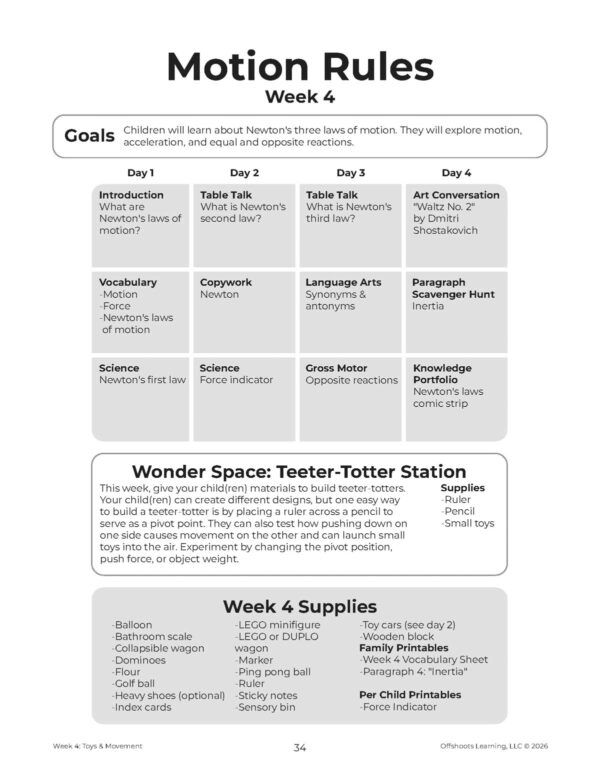 Toys & Movement Week Grid Toys & Movement Week Grid