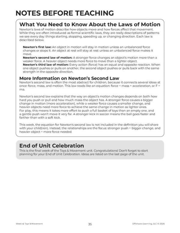 Toys & Movement Notes Toys & Movement Notes