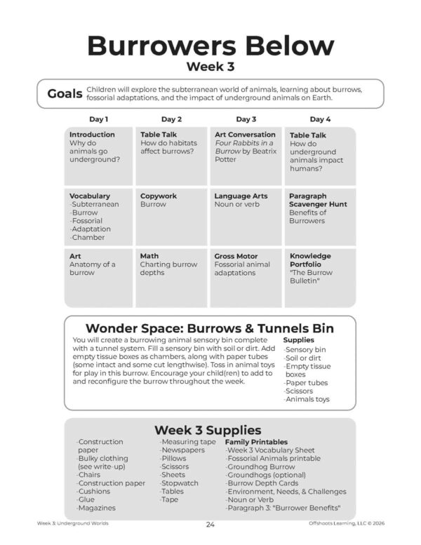 Underground Worlds Week Grid Underground Worlds Week Grid